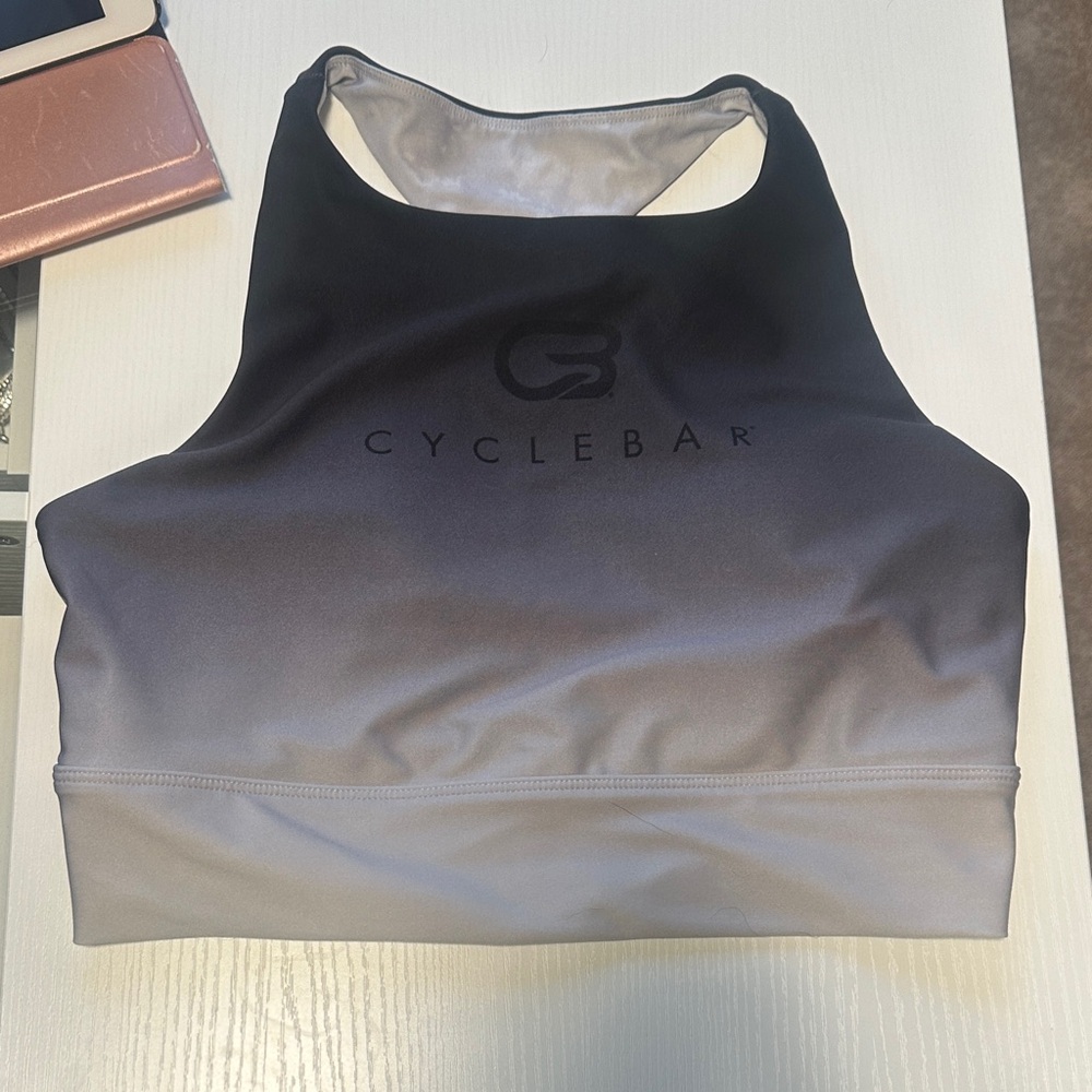 CycleBar Women's Black and Gray Ombre Sports Bra